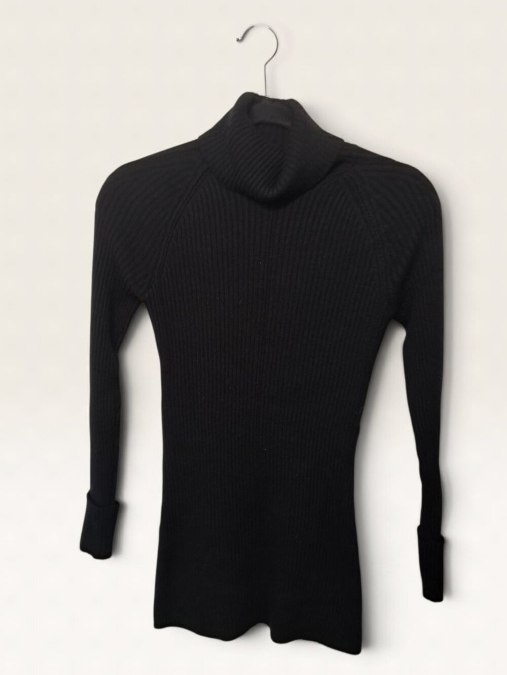 White House Black Market XS Black Cashmere Blend Ribbed Turtleneck Sweater Dress